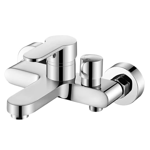 Leikurvo Grifo Mezclador para Bañera, Latón Giratorio, Monomando para Montaje en Pared, Cromado, Plateado