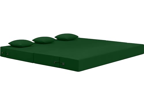Image of AMATA Instant 3 Seater Foldable Sofa Cum Bed Green Suede Velvet Fabric with 2 Pillow Perfect for Home Living Office Room and Guests (3 Year Warranty) (Green, Instant 3 Seater Sofa Cum Bed)