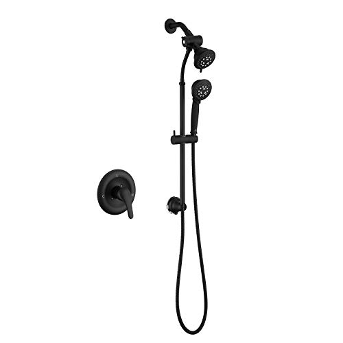 Black Friday - 80% OFF HOMELODY Shower Faucet Set with Valve Matte Black Dual Shower Heads System, 5 Functions 2-in-1 Shower Combo with Liftable Handheld Shower, 60" Stainless Steel Hose & 4+4 inch Shower Area Black Friday - 80% OFF HOMELODY Shower Faucet Set with Valve Matte Black Dual Shower Heads System, 5 Functions 2-in-1 Shower Combo with Liftable Handheld Shower, 60" Stainless Steel Hose & 4+4 inch Shower Area