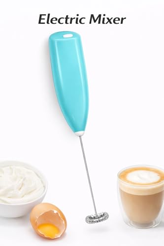 Image of Electric Milk Frother Handheld Coffee Whisk | Foam Maker & Coffee Blender for Latte, Cappuccino, Hot Chocolate & Egg Mixing - Blue