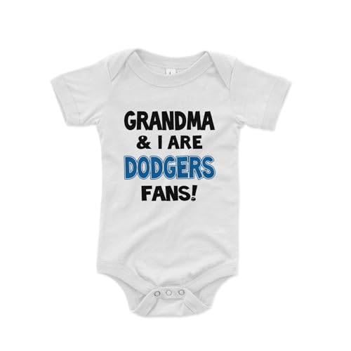 NanyCrafts Baby's Grandma and I are Dodgers Fans Bodysuit Newborn White