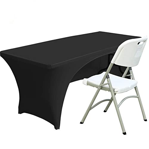 Spandex Tischdecken Fitting Polyester Tischdecke Stretch Tischdecke Tischplatte Offene Rückseite - 4FT/120CM, Schwarz
