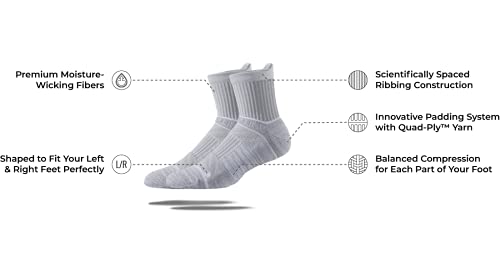 Strideline Basic Mid Cut Socks | Quad-Ply Yarn Padding, Direct Compression and Zoned Cushioning, 8 Pack (Heather Grey, Small)2