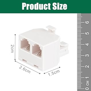 Lativu Phone Line Splitter, 2 Pack Phone Jack Splitter for Landline, White RJ11 6P4C Telephone Jack Male to Dual Female 1 in 2 Out, Wireless
