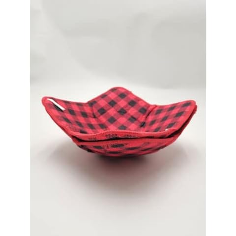 Set of 2 Black Red Microwave Bowl Cloth Hot Pads Pot - Microwave Safe Holder Multipurpose Heat Resistant Plate Holder Polyester Potholder - Protector for Heat Soup, Food, Meals - Kitchen Accessories Cover