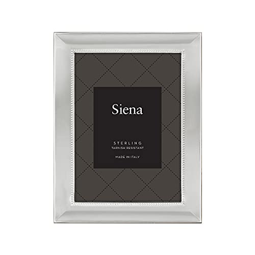 Siena Siena Collection - Marco de fotos biselado con cuentas de plata de ley de 5 x 7 pulgadas