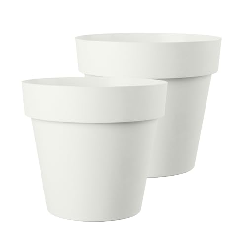 Kreher XXL Pflanztopf/Pflanzkübel rund mit 79 cm Durchmesser, ausstattet mit Rollen! Der Eye-Catcher für Garten, Terrasse, Restaurants & Gewerbe! (Weiß, 2er XXL)