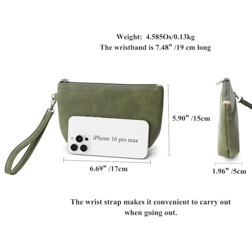Image of Small Wristlet Wallets for Women, Zip Clutch Bag with Wristlet Pouch, 3-Zipper Original Design