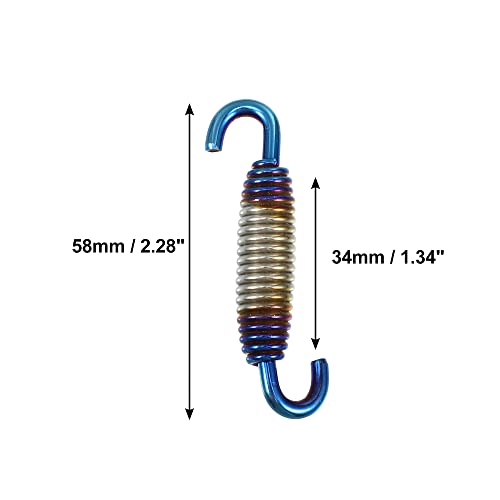 X AUTOHAUX 8 Set 58mm 2.28\" Motorcycle Exhaust Pipe Spring with U Shape Hooks Stainless Steel Blue Silver Tone