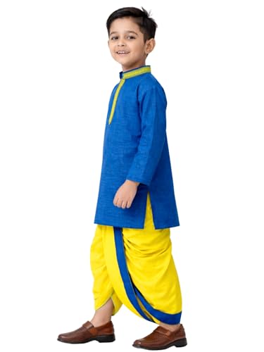Image of Boys Ethnic Kurta & Elastic Waist Dhoti Set