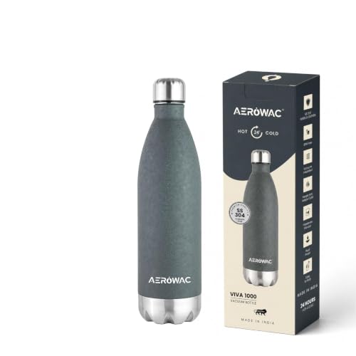 Image of 304 Stainless Steel Viva Insulated Flask 1000ml | Hot & Cold 24 Hours | Double Wall, Lightweight, Leak Proof, BPA-Free Bottle | Ideal for Office, Gym, School & Travel (Dark Grey, Pack of 1)