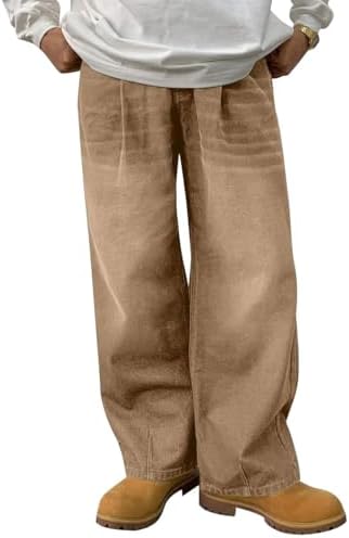 HUNGSON Mens Baggy Jeans for Men Women Y2k Skater Vintage Plain Pants Casual Wide Leg Jeans Loose Fit Denim Jeans
