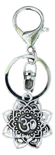 KREATIONS Llavero de flor de loto de yoga: diseño de mandala, Style 5 Silver-Gray, S