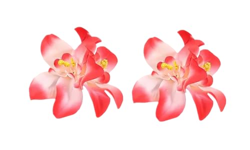 Pinza para el cabello con doble orquídea bohemia para mujer color Sandía (2 unidades) miniatura 1