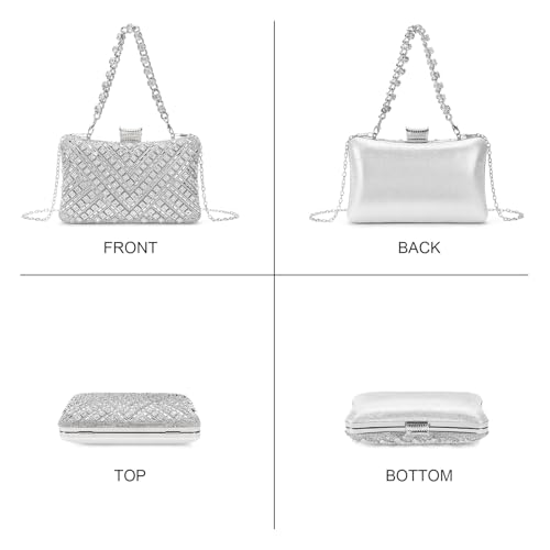 Image of RNIEGA Rhinestone Clutch Purse for Women Sparkly Evening Handbag Bridal Purse Crossbody Shoulder Bag with Detachable Chain