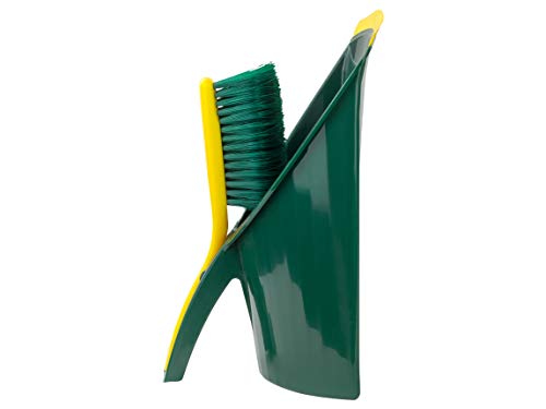 BÜMAG eG Krallen-Kehrgarnitur 2-teiliges Set aus Kunststoff-Schaufel und Krallen-Handfeger- GRÜN/GELB