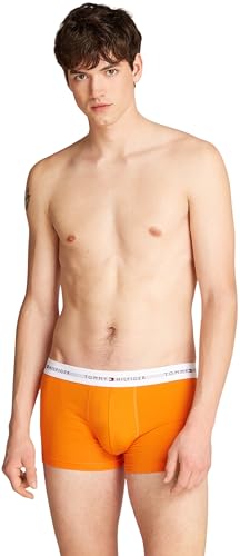 Tommy Hilfiger Herren 3er Pack Boxershorts Trunks mit Logobund, Mehrfarbig (Mid Turq/Orange Thunder/des Sky), S 2