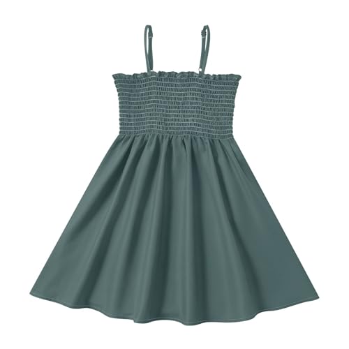 GuoChe - Vestido con tirantes para niñas y niñas, Gris pizarrón oscuro verde, 3 Años