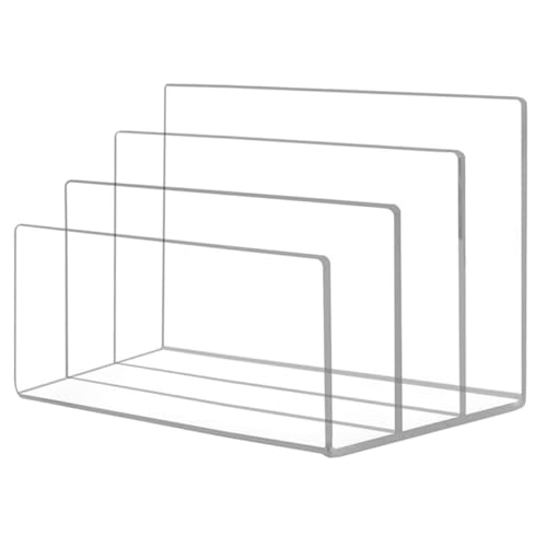 FUNOMOCYA Présentoir de Fichiers en Acrylique Transparent 3 Compartiments Organiseur de Bureau pour Documents et Enveloppes Serrage-Livres Pratique pour Maison et Bureau Rangement