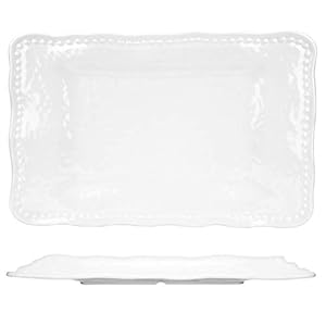 KOXIN-KARLU Melamine Trays, 17-inch Serving Trays and Platters, Set of 2 White