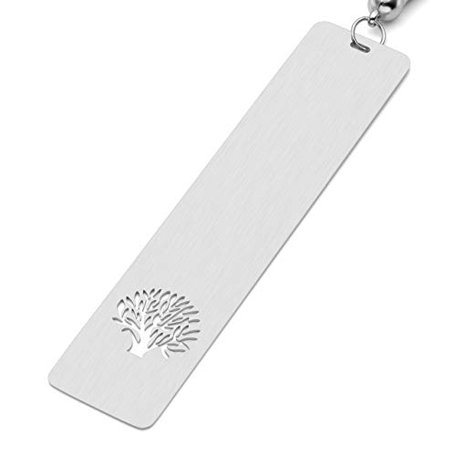 PiercingJ - Marque-page personnalisable en acier inoxydable - Motif arbre de vie - 30 x 140 mm Non Engraving