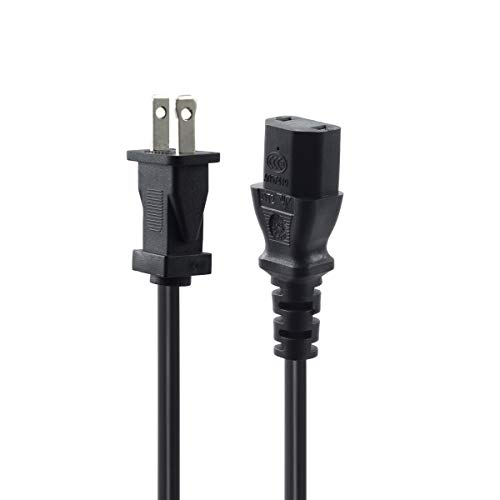 VSEER Gaming Power Cable 2 Prong Power Cord - for Xbox One Original, Xbox 360, Playstation 3 & 4 Slim/Pro (10 Feet - 2-Pin/Prong, Black) - Thumbnail 3