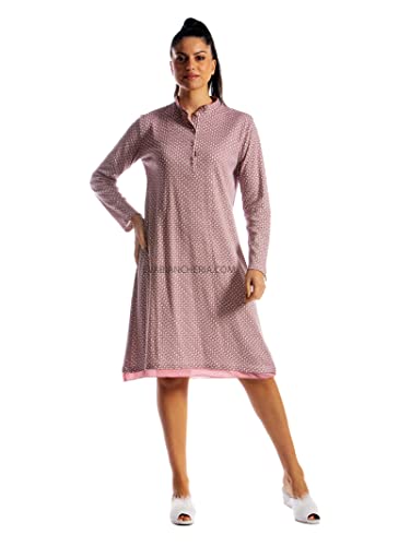 Chemise de nuit en coton chaud rose taille 42 pour femme