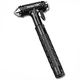 WONDER POINT Premium Notfallhammer Auto, 2026 Multifunktions-Gurtschneider Nothammer Schnelle Autorettung mit TÜV-Hammer, Aluminium-Gurtschneider &Glasbrecher mit Brandschutz Rettungsgeräte(Schwarz 1)