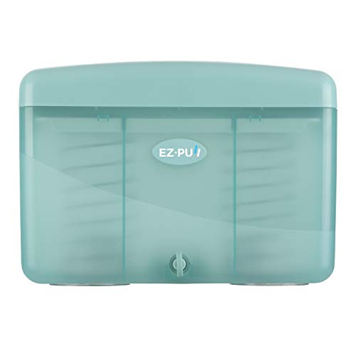 Image of EZbrnd Countertop SLIMFOLD Hand Towel Dispenser for Kitchen /Bathroom /Office /RV /Airbnb, Guest Towel Holder, Turquoise