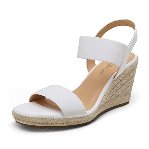 Image of DREAM PAIRS Womens Open Toe Espadrilles Dressy Platform Sandals Slip on Elastic Ankle Strap Wedges Sandals