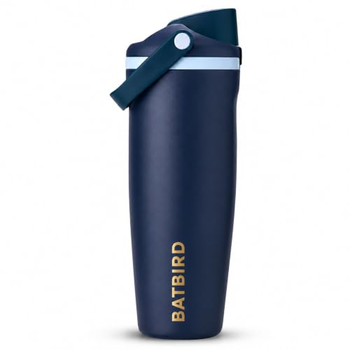 Image of FreeSip Gym Water Bottle 30oz with Built-in Straw & Chug Spout, Leak Proof Lock Lid, Carry Handle Travel Bottle for Fitness Workout Training Sports and Car Cup Holder (Midnight Blue, 900 ml)