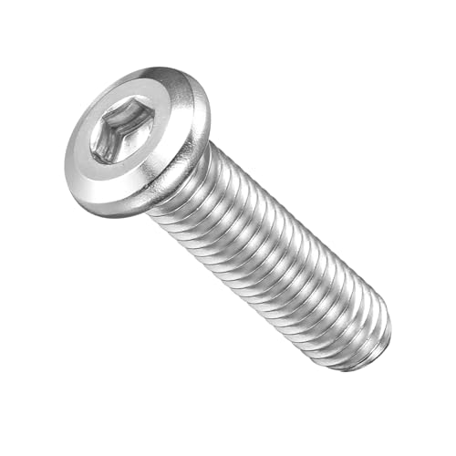 Image of METALLIXITY Flat Head Hex Socket Cap Screws Bolts(M8-1.25x30) 10Pcs, 304 Stainless Steel Hex Socket Furniture Bolts Screws - for Furniture Woodworking Project, Silver Tone