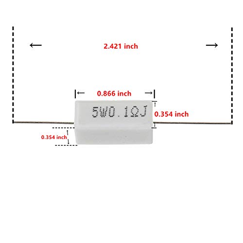 Bojack Ceramic Cement Resistor 5W 0.1 Ohm Resistance 5% Ceramic Wire Wound Resistors（Pack Of 10 Pcs） #TOP1