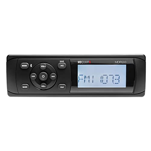 MB Quart MDR2.0 160 Watt Single DIN Marine Grade Digital Source Receiver Radio with AM/FM/Weather Band, Bluetooth, and USB Connection