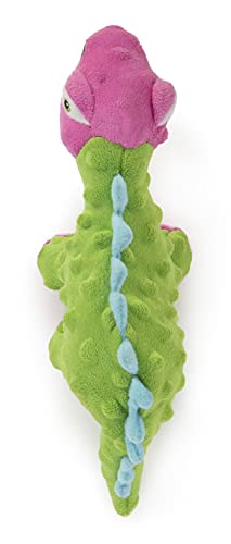 Image of goDog Dinos Spike Squeaky Plush Dog Toy, Chew Guard Technology - Green, Small