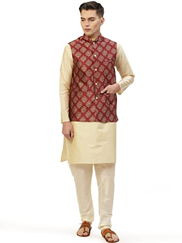 Image of Jompers Men's Woven Design Nehru Jacket.