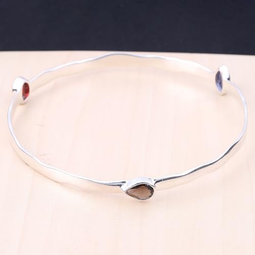 Bracelet multi-pierres résistant argent fait main durable - 3