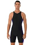 Agoky Herren Schwimmanzug Lang UV-Anzug UPF>50 Schutzkleidung Sunsuit Ganzkörperansicht Badeanzug M-XL Schwarz&Blau L