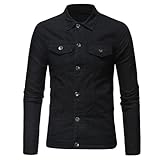veste homme hiver blouson UHouse Surchemise Homme Veste Chemise Cowboy Bombers Automne Blazer Jean Chemisette Chic Saharienne Portables Vetement Legere Hiver Vestes Noir 3XL