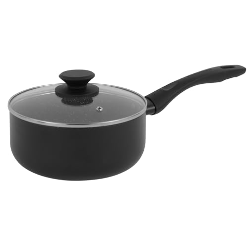 Progress BW12907EU7 marmorkeramik 16 cm kastrull med lock – non-stick matlagningsgryta med metallisk marmorkeramisk beläggning, 1,4 L kapacitet, induktionshäll lämplig, pressad aluminium köksredskap,