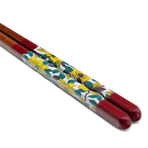 青郊窯 九谷色絵 若狭塗箸 (赤 21cm) 各種 IC-01R-19R ? 食洗機対応 お箸 おはし カトラリー 若狭塗 九谷焼 人気 日本製 ギフト 贈り物 石川県 金沢 北山堂 ? (色絵牡丹 IC-14R)