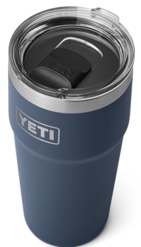 YETI Rambler 20 oz (591 ml) Stackable Cup mit abnehmbarem MagSlider-Deckel, Edelstahl-Thermobecher, Vakuumisoliert – Navy
