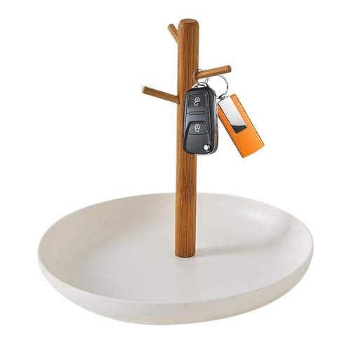 Bandeja De Soporte Llave Madera - Organizador Bambú 3 Niveles,...