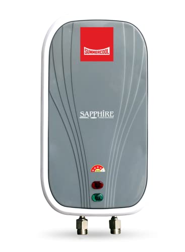 Buy Summercool Saphir 3 Ltr Instant Water Heater | 4 star Storage geyser |  Extremely Energy Efficient | Extra Thick u0026 High Density Insulation |  Advanced Thermostat u0026 Thermal Cut-out Mechanism | Anti-rust exterior  coating (3000W, ISI Certified, Grey, 1 Year ...