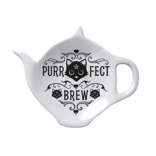 Alchemy Gothic Portecuillère à thé Purrfect Brew Blanc/Noir Cover