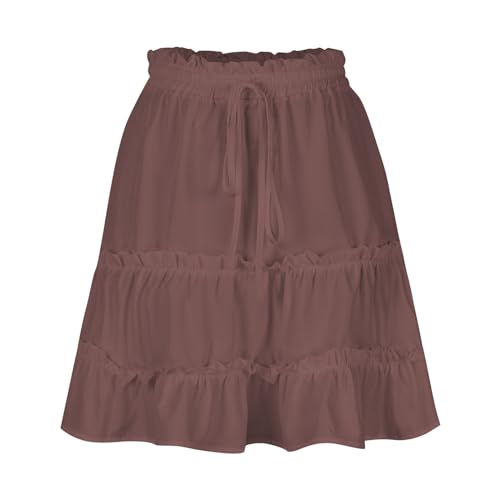 Ruffle Skirts Women Mini Summer Skirts Drawstring Elastic Waist Skirts Flowy Pleated Skirts Short Vacation Skirts4