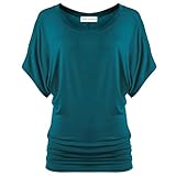 Free to Live Dolman Short Sleeve Business Casual Tops for Women Shirts Fall Dressy Tunic (Medium, Teal)