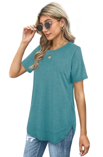 Dofaoo Womens Tops Short Sleeve Summer T-Shirts Curved Hem Casual Fashion Shirts - Image 4