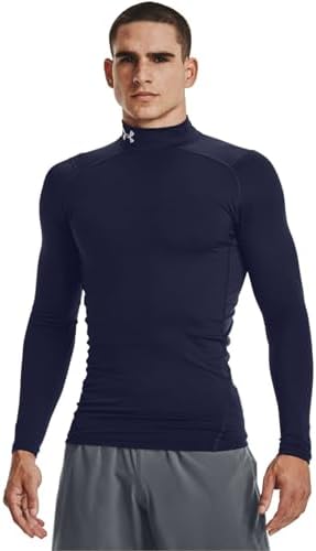 Under Armour Men's ColdGear Armour Compression Mock , Midnight Navy (410)/White, Large