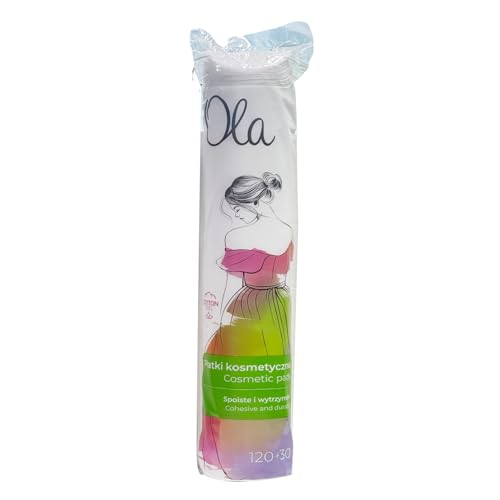 Ola Cosmetic Cotton Pads 120 Pack | 100% Natural Soft & Lint-Free | Round Makeup Remover Pads | Face Cleansing Toning & Nail Care | Daily Skincare | Sensitive Skin Friendly